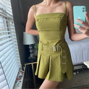 y2k gen kiss green belted mini dress
